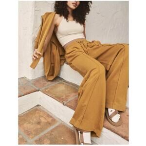 Free People Wide-Leg Fast Break Pants with Drawstring Burnt Gold XS to S